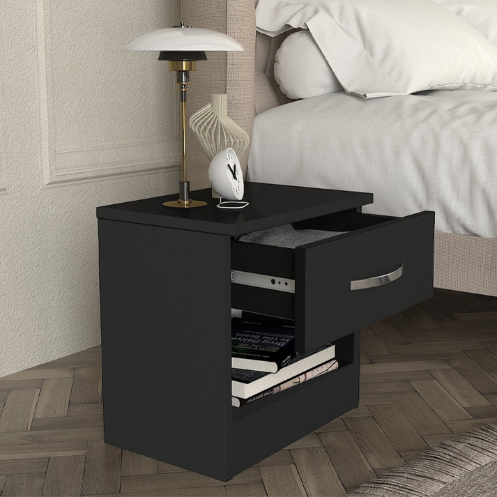 Κομοδίνο Lube χρώμα μαύρο 40x28,2x40εκ.