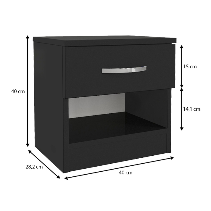 Κομοδίνο Lube χρώμα μαύρο 40x28,2x40εκ.