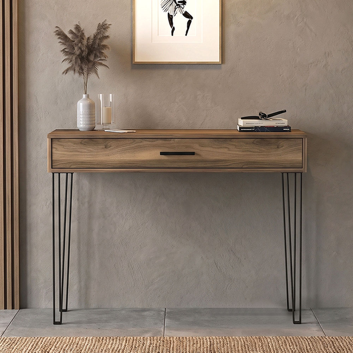 Rochel Console Walnut with Drawer 120x35x89,8 cm