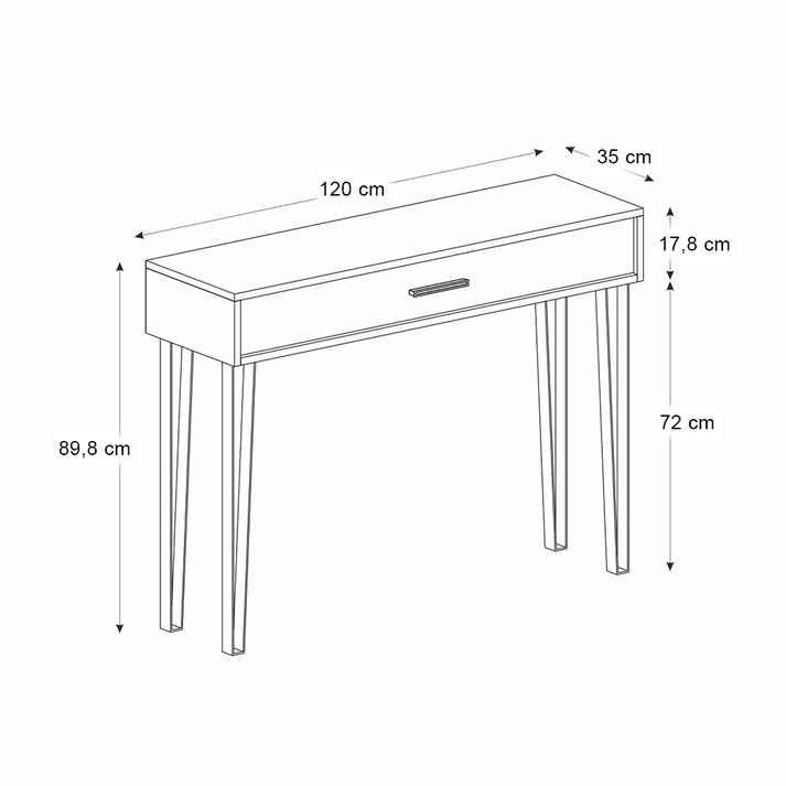 Rochel Console Concrete Grey 120x35x89.8 cm