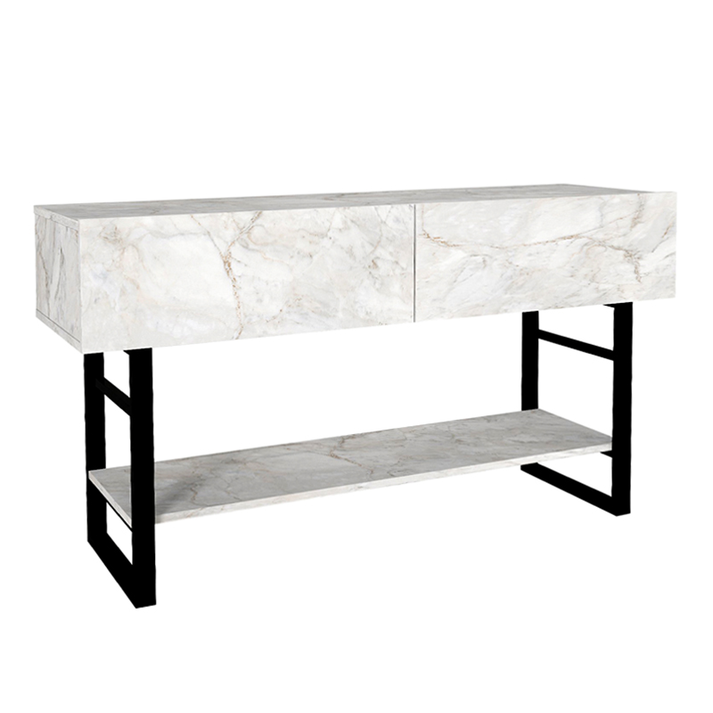 Κονσόλα Aron χρώμα λευκό εφέ μαρμάρου 138,8x41x75,7εκ.