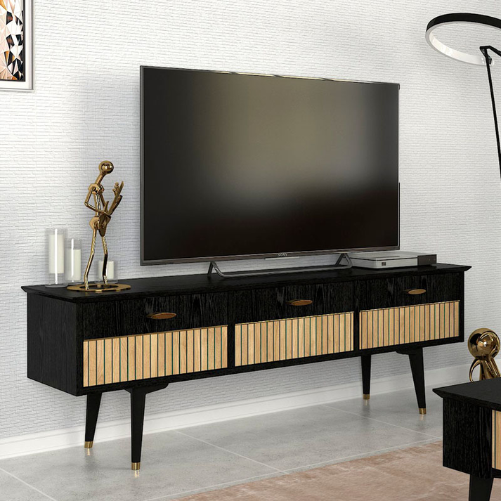 Έπιπλο τηλεόρασης Bolea χρώμα modern black 150x35x49,7 εκ.