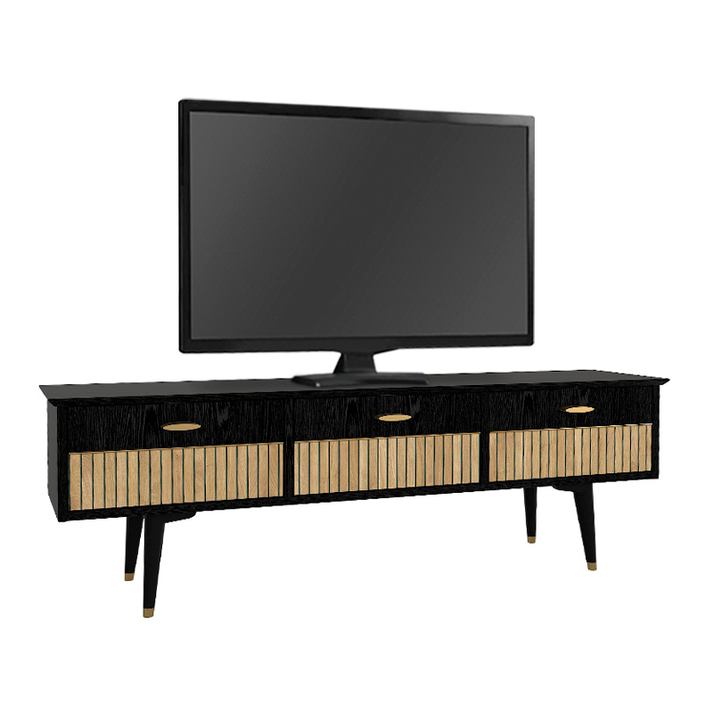 Έπιπλο τηλεόρασης Bolea χρώμα modern black 150x35x49,7 εκ.