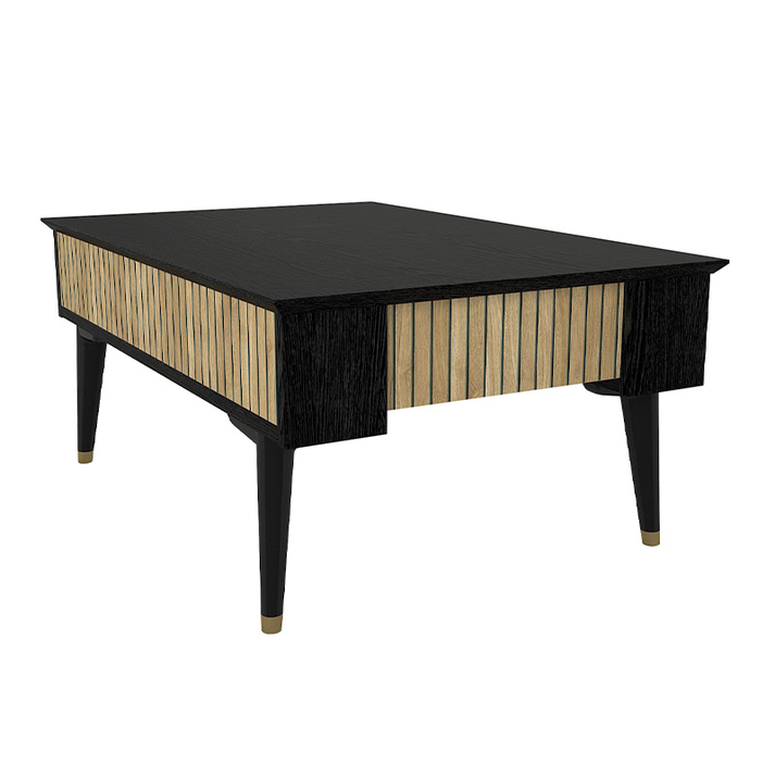 Τραπεζάκι σαλονιού Bolea χρώμα modern black - φυσικό οξιάς 90x60x38,6εκ.