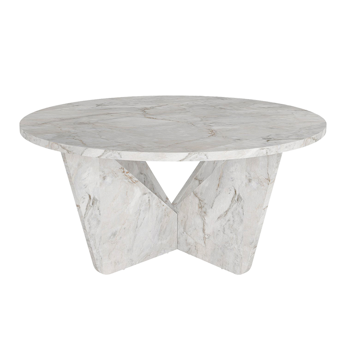 Lagerta living room table, white marble effect, 75x75x35 cm
