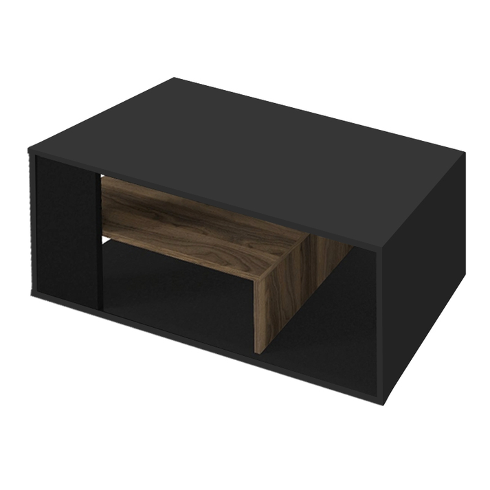 Τραπεζάκι σαλονιού Abdera χρώμα μαύρο - καρυδί 110x60x42εκ.