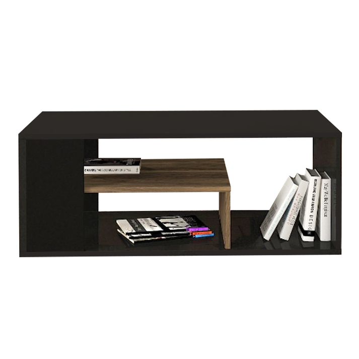 Τραπεζάκι σαλονιού Abdera χρώμα μαύρο - καρυδί 110x60x42εκ.