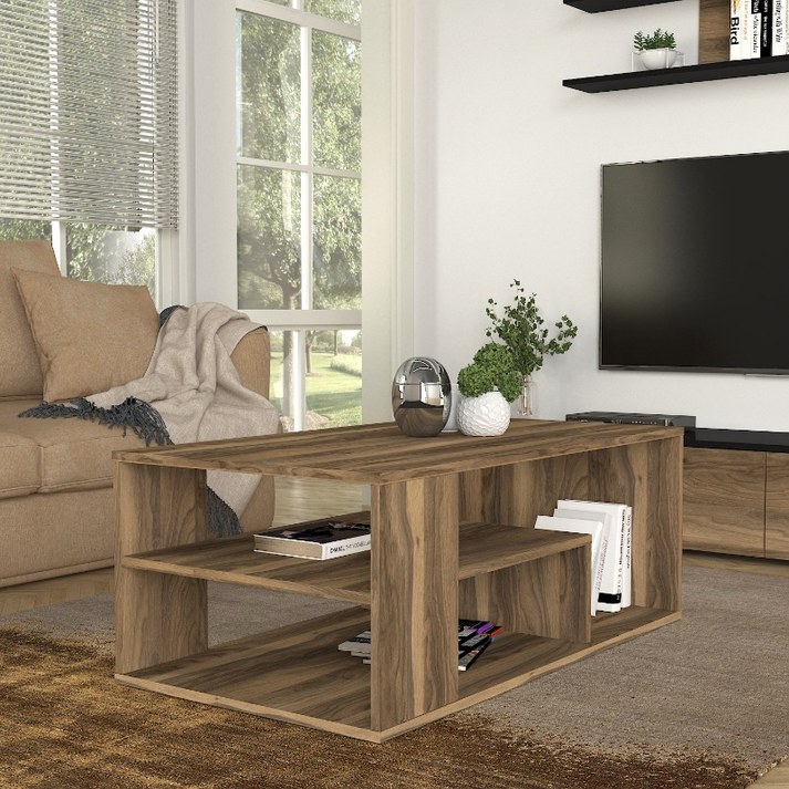 Τραπεζάκι σαλονιού Abdera χρώμα καρυδί 110x60x42εκ.