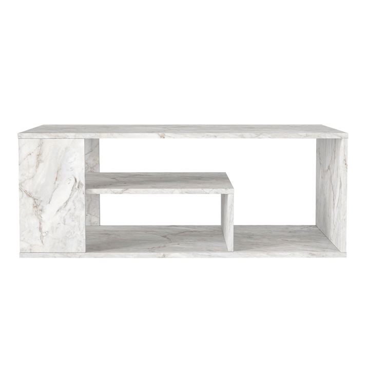 Τραπεζάκι σαλονιού Abdera χρώμα λευκό εφέ μαρμάρου 110x60x42εκ.