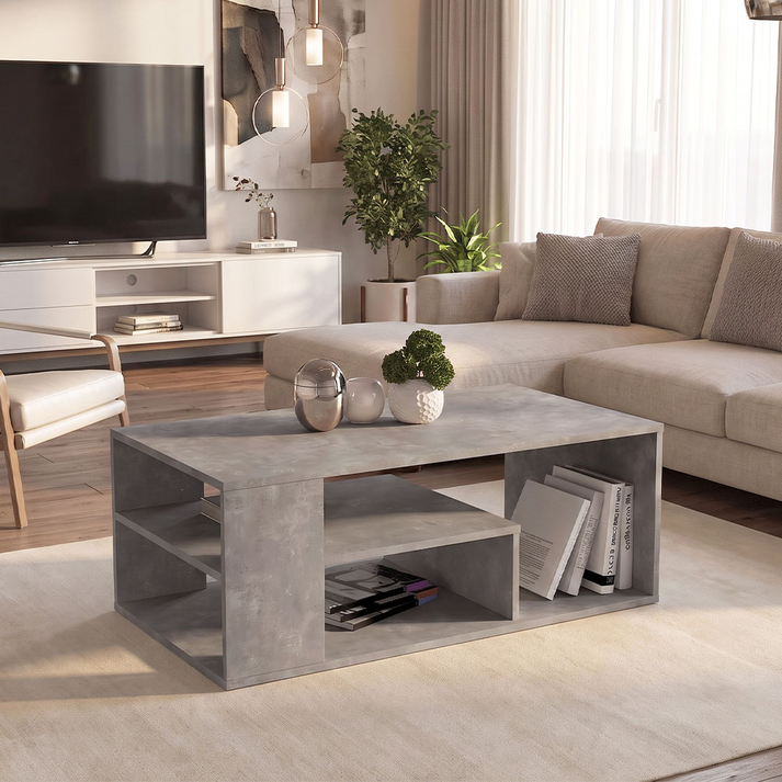 Abdera Living Room Coffee Table Concrete Gray 110x60x42 cm