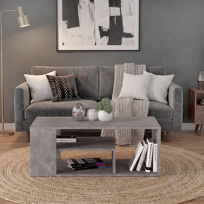 Abdera Living Room Coffee Table Concrete Gray 110x60x42 cm