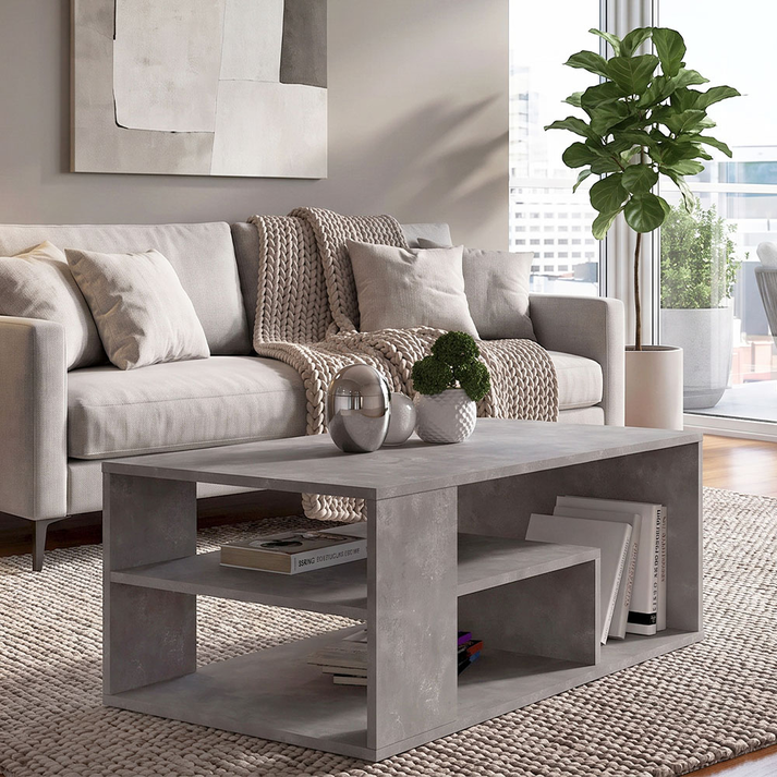 Abdera Living Room Coffee Table Concrete Gray 110x60x42 cm