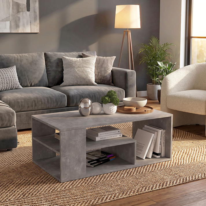 Abdera Living Room Coffee Table Concrete Gray 110x60x42 cm