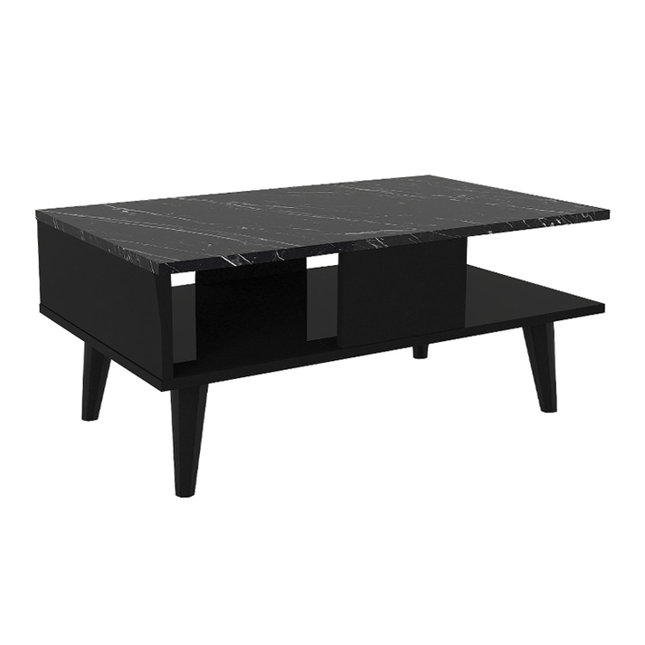 Τραπεζάκι σαλονιού Andros χρώμα μαύρο - μαύρο εφέ μαρμάρου 90x54x39,6εκ.