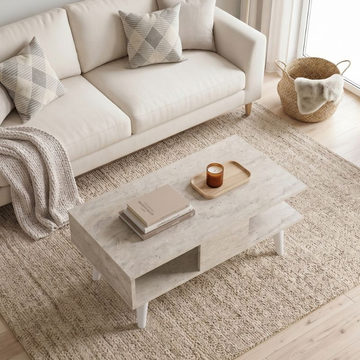 Τραπεζάκι σαλονιού Andros χρώμα travertine 90x54x39,6εκ.