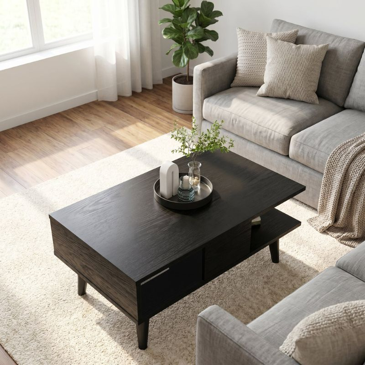 Τραπεζάκι σαλονιού Andros χρώμα sencron black 90x54x39,6εκ.