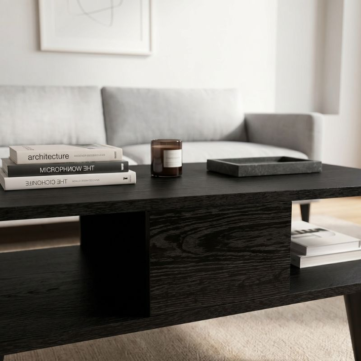 Τραπεζάκι σαλονιού Andros χρώμα sencron black 90x54x39,6εκ.