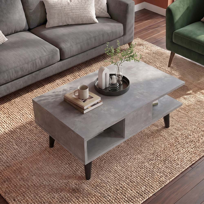 Andros Living Room Coffee Table Grey Concrete 90x54x39.6 cm