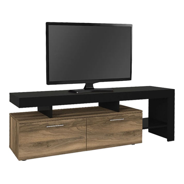 Έπιπλο τηλεόρασης Acnes χρώμα μαύρο - καρυδί 160x40x53εκ.