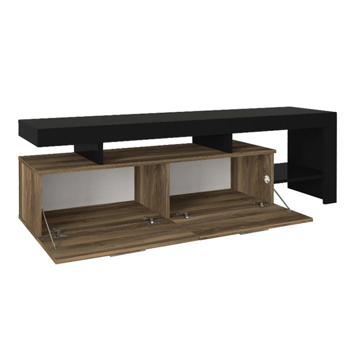 Έπιπλο τηλεόρασης Acnes χρώμα μαύρο - καρυδί 160x40x53εκ.