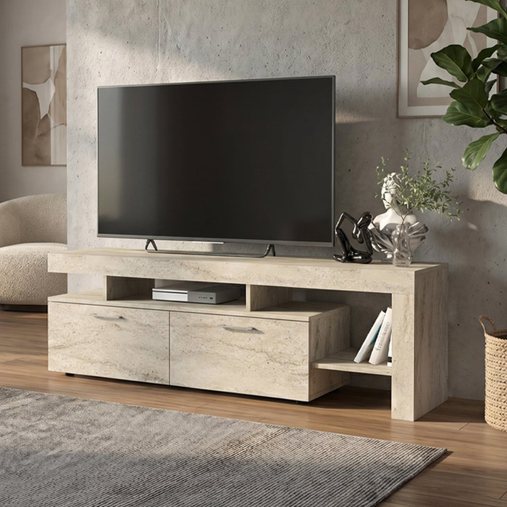 Έπιπλο τηλεόρασης Acnes χρώμα travertine 160x40x53εκ.