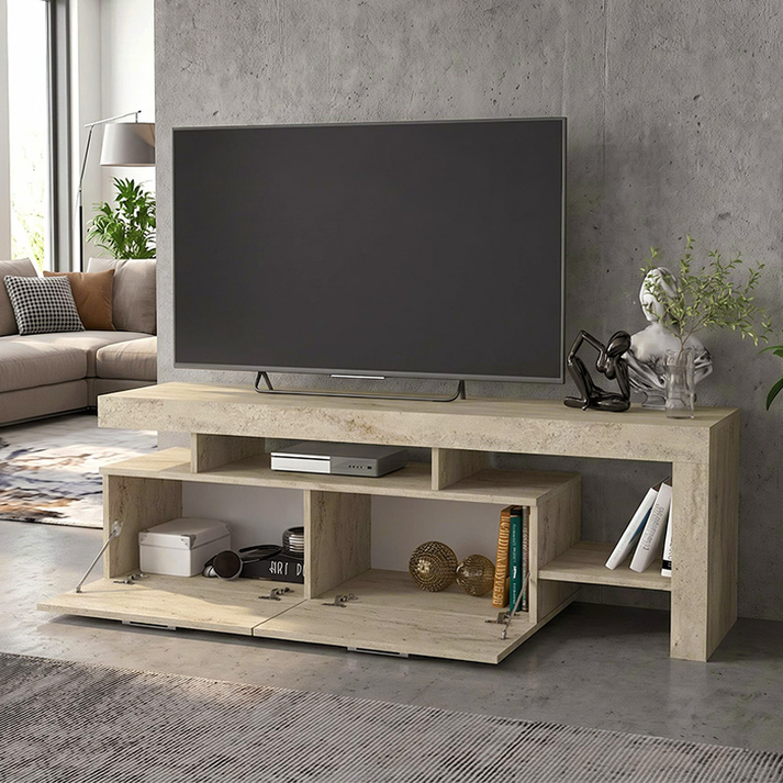 Έπιπλο τηλεόρασης Acnes χρώμα travertine 160x40x53εκ.