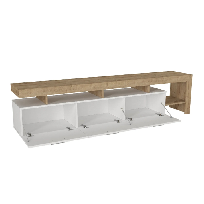 Έπιπλο τηλεόρασης Acnes χρώμα λευκό - sapphire oak 220x40x52εκ.