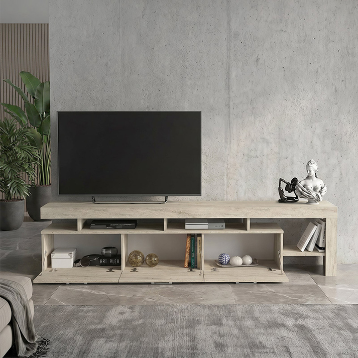 Έπιπλο τηλεόρασης Acnes χρώμα travertine 220x40x52εκ.