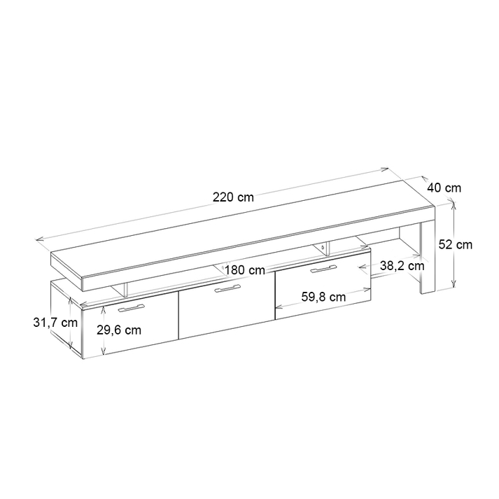 Έπιπλο τηλεόρασης Acnes χρώμα travertine 220x40x52εκ.