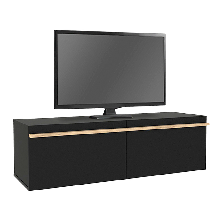 Έπιπλο τηλεόρασης επιτοίχιο Morel με LED χρώμα μαύρο 140x41,8x40εκ.