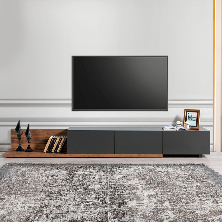 Έπιπλο τηλεόρασης Enstey χρώμα καρυδί - ανθρακί 260x41,8x33,5εκ.