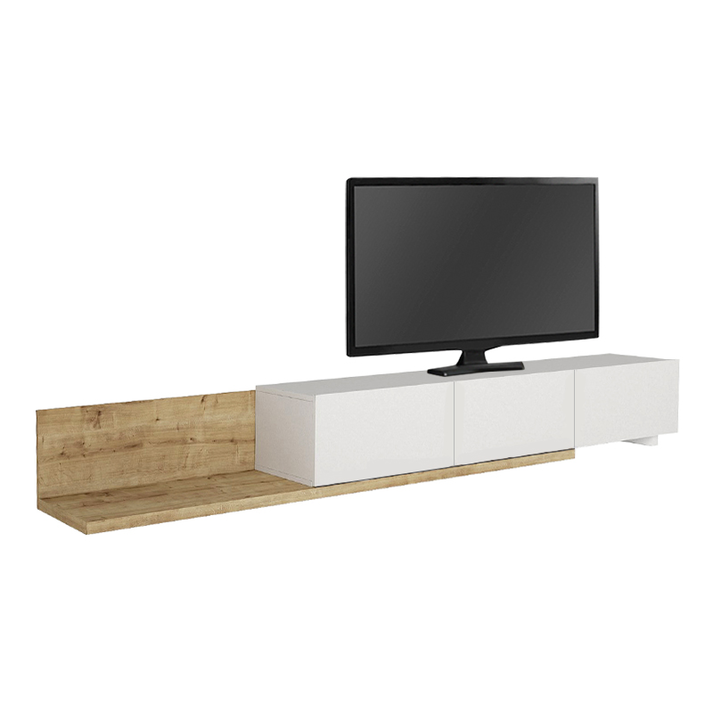 Έπιπλο τηλεόρασης Enstey επεκτεινόμενο χρώμα sapphire oak - λευκό 260x41,8x33,5εκ.