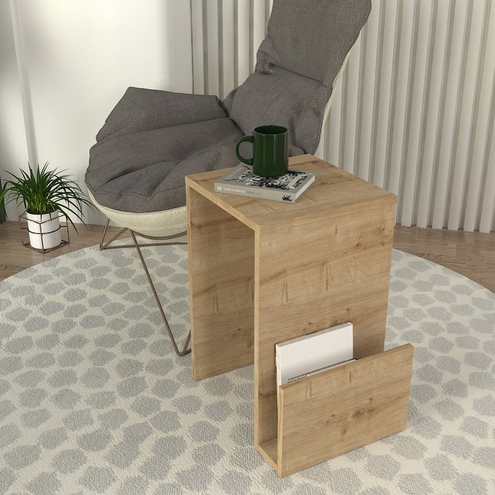 Τραπεζάκι βοηθητικό Regnar χρώμα sapphire oak 43,1x33,5x52εκ.