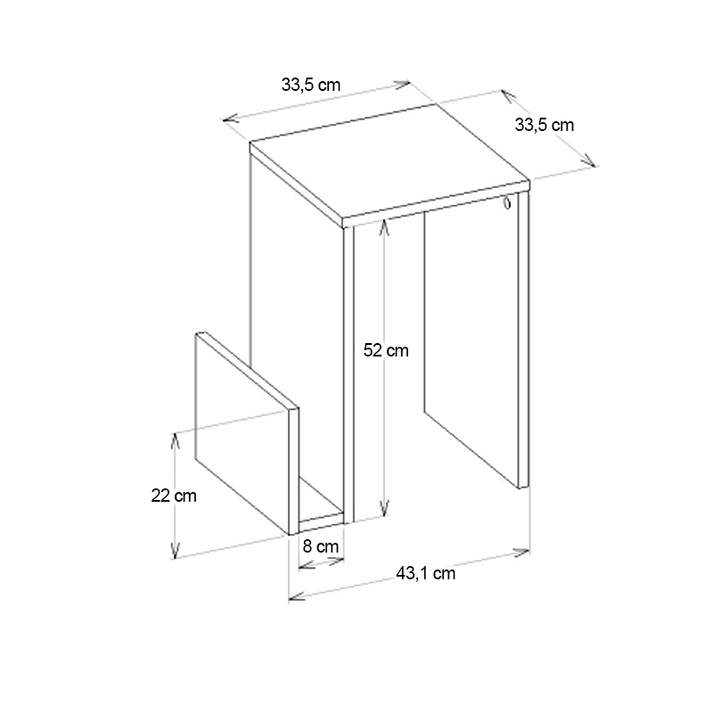 Τραπεζάκι βοηθητικό Regnar χρώμα λευκό  43,1x33,5x52εκ.