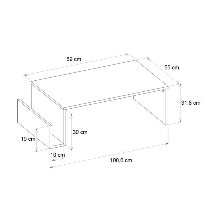 Τραπεζάκι σαλονιού Regnar χρώμα rebab 100,6x55x31,8εκ.
