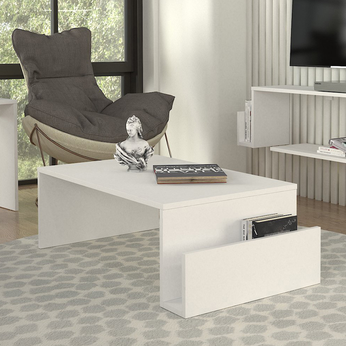 Τραπεζάκι σαλονιού Regnar χρώμα λευκό 100,6x55x31,8εκ.