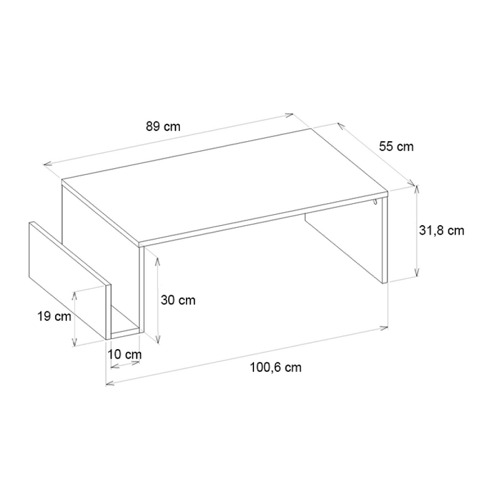 Τραπεζάκι σαλονιού Regnar χρώμα λευκό 100,6x55x31,8εκ.