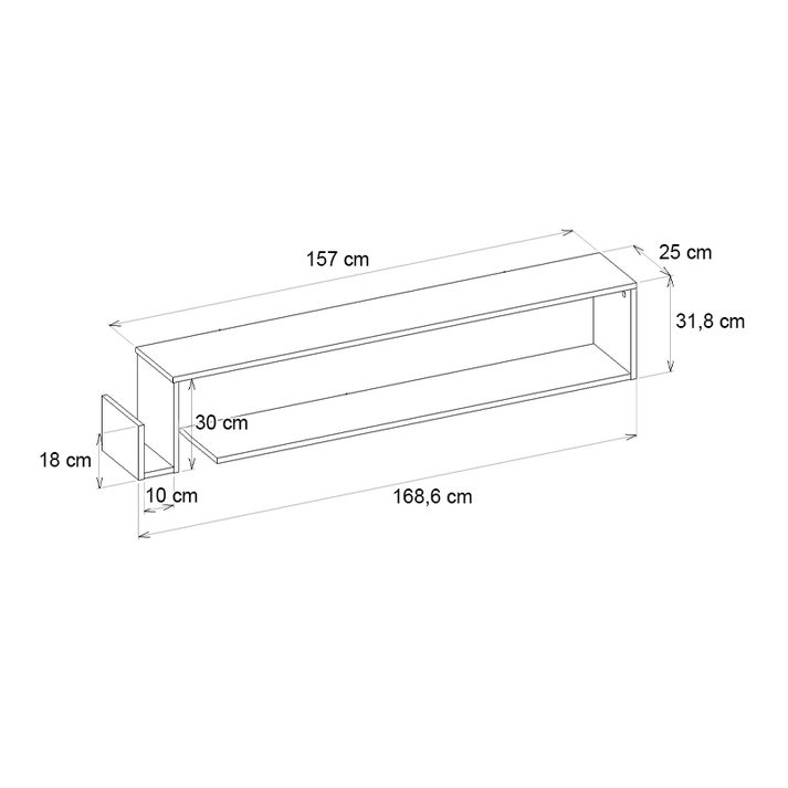 Έπιπλο τηλεόρασης επιτοίχιο Regnar χρώμα rebab 168,6x25x31,8εκ.
