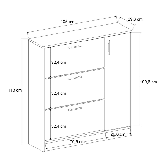 Παπουτσοθήκη Neft χρώμα λευκό 105x29,6x113εκ.