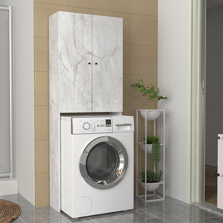 Έπιπλο πλυντηρίου Romme χρώμα λευκό εφέ μαρμάρου 65x27,1x180εκ.