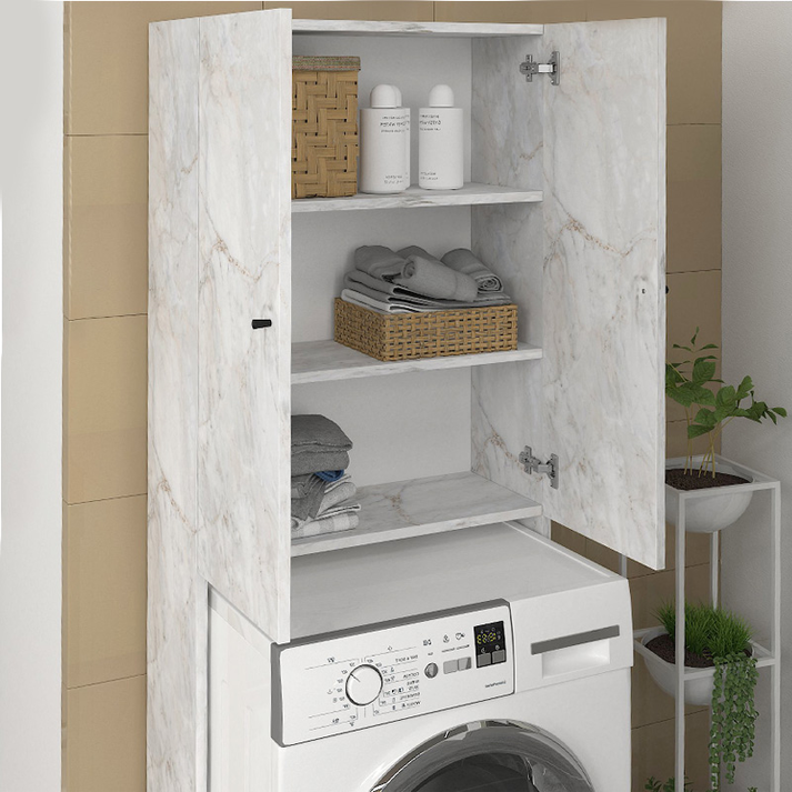 Έπιπλο πλυντηρίου Romme χρώμα λευκό εφέ μαρμάρου 65x27,1x180εκ.