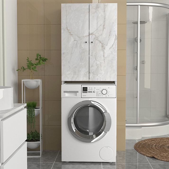 Έπιπλο πλυντηρίου Romme χρώμα λευκό εφέ μαρμάρου 65x27,1x180εκ.