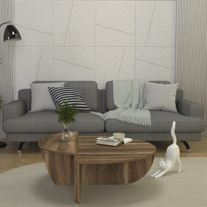 Τραπεζάκι σαλονιού Nilvia χρώμα καρυδί Ø85x35εκ.