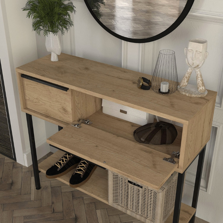 Κονσόλα με καθρέπτη Suzy χρώμα sepet oak 90x29,6x76εκ.