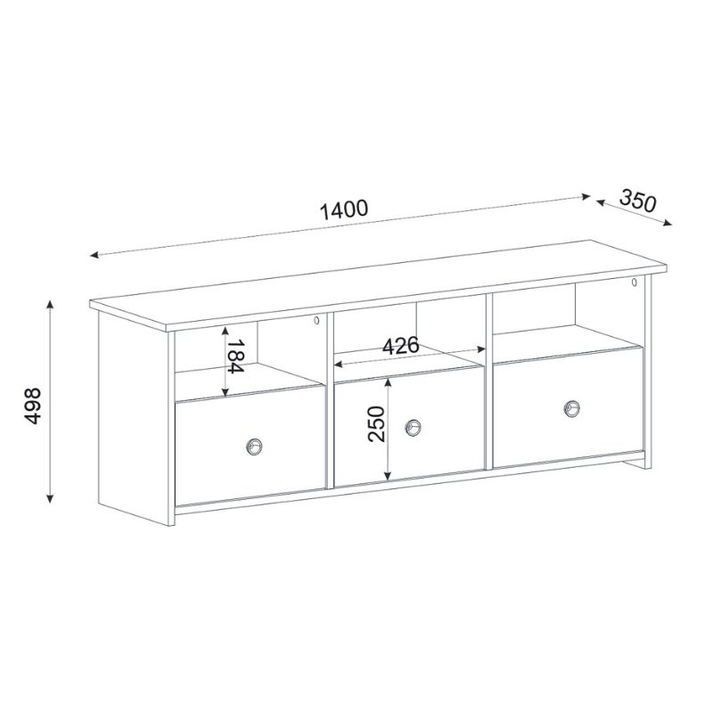 Έπιπλο τηλεόρασης Mahen χρώμα sapphire oak 140x35x49,8εκ.