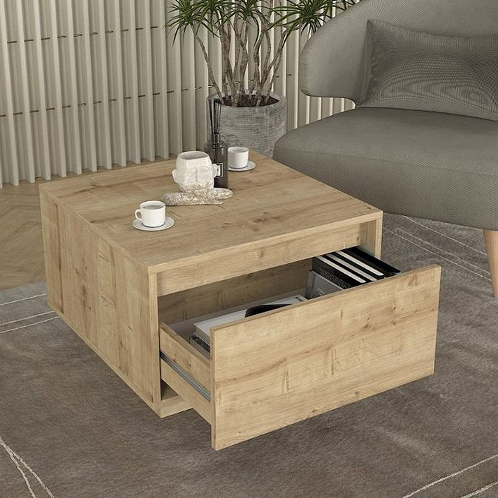 Τραπεζάκι σαλονιού Pura χρώμα sapphire oak 60x60x40εκ.