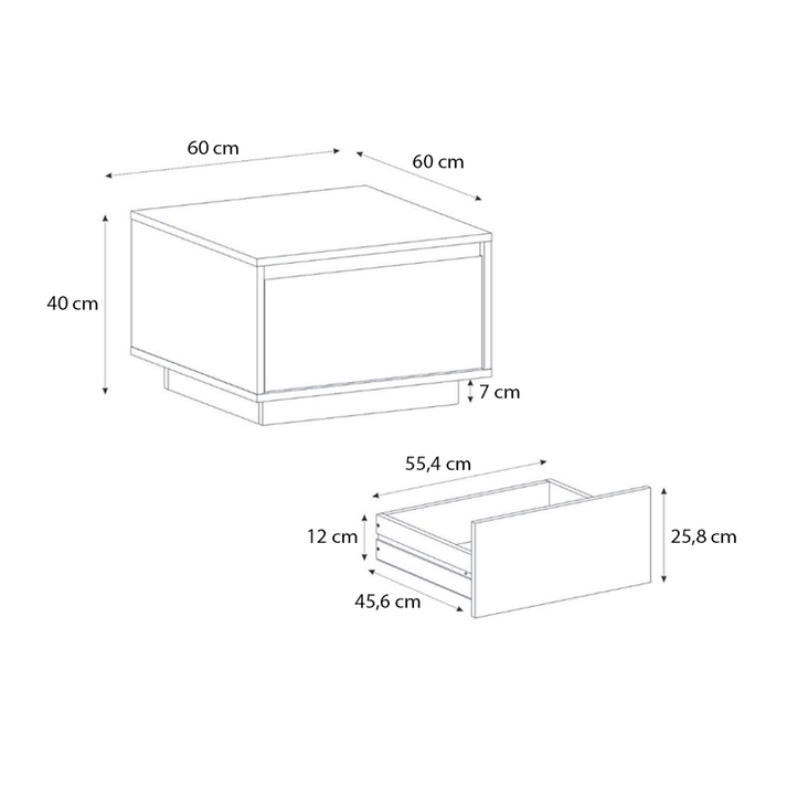Τραπεζάκι σαλονιού Pura χρώμα sapphire oak 60x60x40εκ.