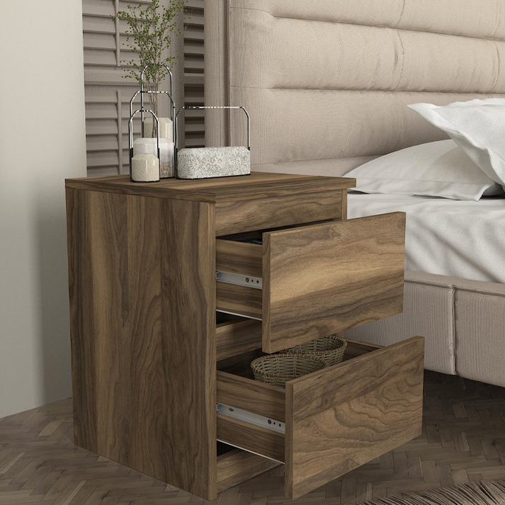 Κομοδίνο Breve χρώμα καρυδί 39,8x41,8x55εκ.