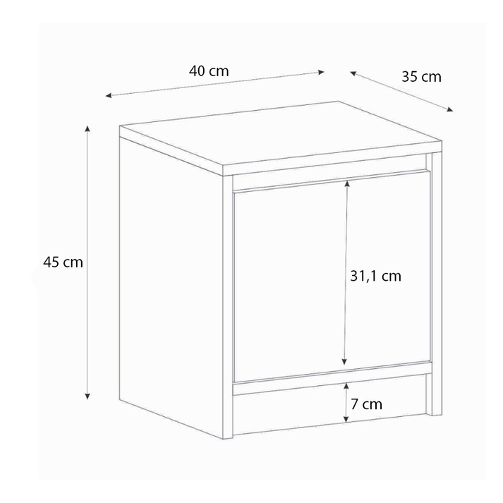 Κομοδίνο Conve χρώμα sapphire oak 40x35x45εκ.