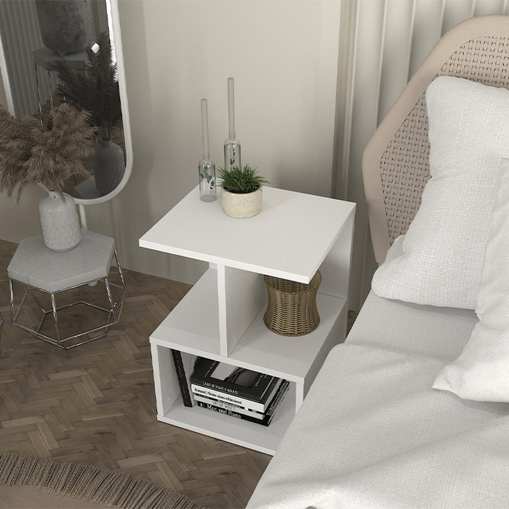Κομοδίνο - Τραπεζάκι βοηθητικό Entiero χρώμα λευκό 39,8x35x54,6εκ.